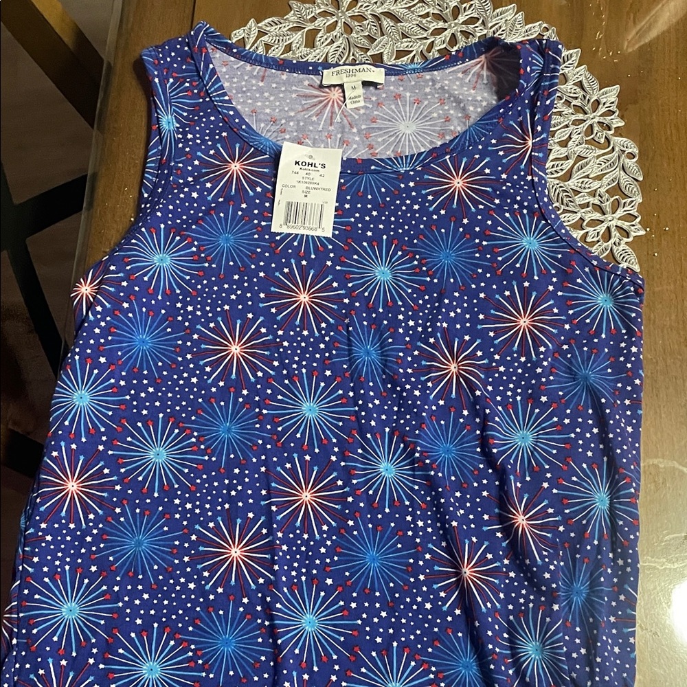 Freshman Blue Firework Burst Sleeveless Top